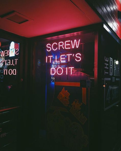 It Aesthetic, Neon Quotes, Neon Words, Neon Aesthetic, Life Quotes Love, Screw It, Lets Do It, Neon Art, Red Aesthetic