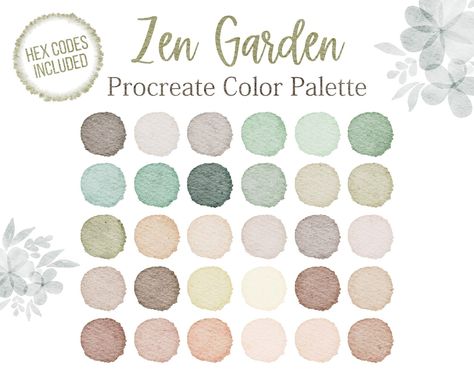 Procreate Garden Colors Palette Green Tones Beige Green - Etsy Austria Procreate Palates, Palette Green, Christmas Palette, Procreate Color Palette, Bedroom Colour Palette, Favorite Paint Colors, Digital Art Beginner, Nature Color Palette, Hex Codes