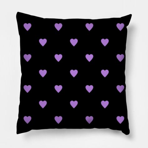 purple hearts -- Choose from our vast selection of throw pillows to match with your desired size to make the perfect custom pillow. Pick your favorite: Movies, TV Shows, Art, and so much more! Available in extra small, small, medium, large. For beds, couches/sofas, love seats, and chairs. Perfect for decoration. Kuromi Aesthetic Room Decor, Aesthetic Purple Bedroom, Purple Kids Room, Lilac Room, Purple Girls Bedroom, Dorm Necessities, Purple Girls Room, Purple Items, Purple Room Decor