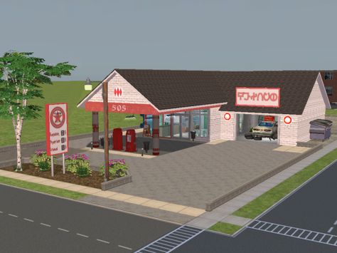 Twoflower's Sims 2 Lots: Apple Grove Gas Station Sims 2 Aesthetic, Modern Minecraft, Sims 2 House, Sims 3 Worlds, Sims 2 Games, Sims 2 Hair, Sims Freeplay Houses, Build Inspiration, Auto Shop