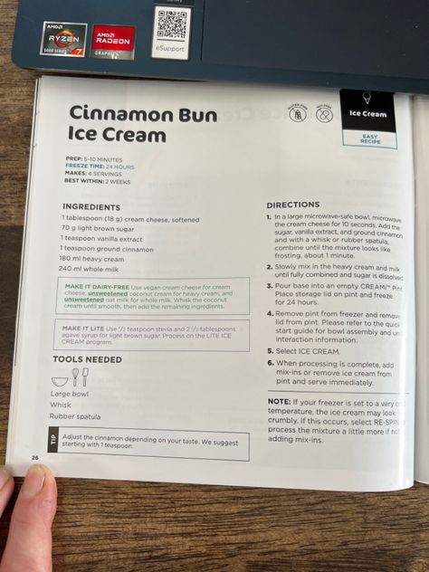 Ninja Creami cinnamon bun ice cream Cinnamon Roll Ice Cream, Ice Cream Ninja Creami, Ninja Ice Cream Recipe, Cinnamon Ice Cream, Ninja Creami, Cinnamon Bun, Ice Cream Recipe, Cinnamon Buns, Cinnamon Roll