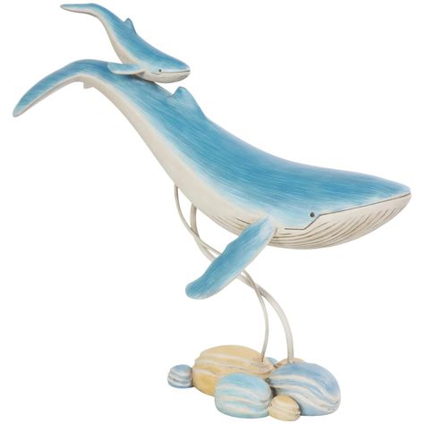 "Buy the 18.5\" Blue Polystone Swimming Whale Parent & Child Sculpture Décor at Michaels. com. This sculpture boasts a harmonious blend of calming blue tones and vibrant yellow accents to create a lifelike depiction of a whale and calf that captures the essence of the ocean and adds to its realistic appearance. A realistic sculpture design of a whale gracefully swimming alongside their calf to evoke a sense of nurture and unity in the depths of the sea. Inspired by blissful serenity and the allu Realistic Sculpture, Whale Sculpture, Whale Swimming, Carton Design, Sculpture Design, Baby Whale, Elegant Vases, Globe Decor, Unique Sculptures