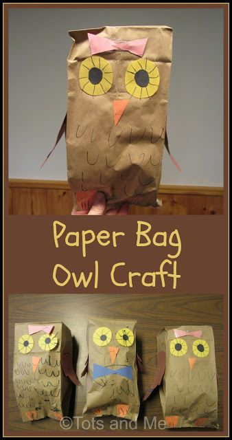 Easy Owl Craft, Owl Craft For Kindergarten, Owl Craft Kindergarten, Paper Bag Owls Craft, Owl Toddler Craft, Prek Owl Crafts, Paper Bag Owl Craft For Kids, Owl Crafts Preschool, Paper Bag Owl