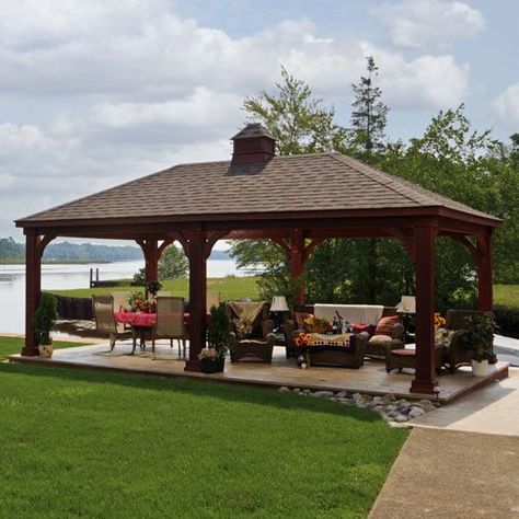 Traditional Wood Pavilions | Country Lane Gazebos Wood Pavilion, Design Per Patio, Wooden Pavilion, Pavilion Plans, Gazebo Ideas, Grill Gazebo, Wooden Gazebo, Outdoor Pavilion, Pavilion Design