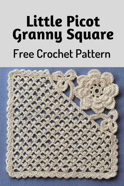 Little Picot Granny Square Is Really Unique And Amazing! [Crochet Diagram Pattern] Picot Crochet, Virkning Diagram, Crochet Diagrams, Motifs Granny Square, Square Crochet Pattern, Granny Square Crochet Patterns Free, Crochet Symbols, Amazing Crochet, Crochet Blocks