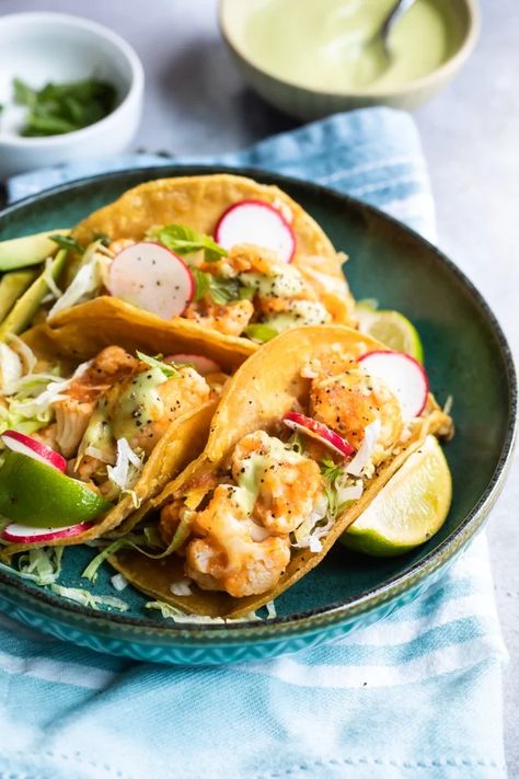 Cauliflower Tinga Tacos - Culinary Hill Tacos Cauliflower, Cauliflower Tinga, Tinga Tacos, Crispy Taco Shells, Halal Snacks, Fried Tacos, Delicious Tacos, Crispy Tacos, Popular Dishes