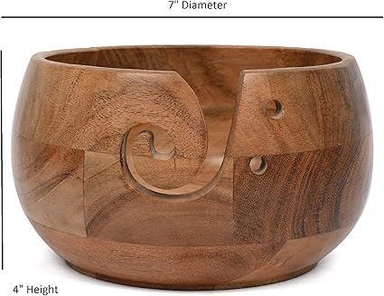 EDHAS Acacia Wood Yarn Bowl Holder | Handmade Holder with Holes | Yarn/Wool/String Storage Accessory (7" x 7" x 4") Bowl Holder, Yarn Bowl, Yarn Projects, Crafts Sewing, Amazon Art, Accessories Storage, Sewing Stores, Acacia Wood, Knitting Patterns