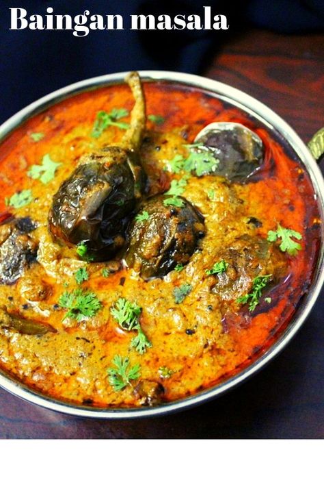 baingan masala recipe, brinjal masala  #brinjalcurry #brinjal #aubergine #bainganmasala #eggplant #eggplantrecipes Brinjal Recipes Indian, Brinjal Recipes, Baingan Masala, Indian Lunch, Korma Recipe, Indian Veg Recipes, Veg Curry, Pulao Recipe, Vegetarian Curry