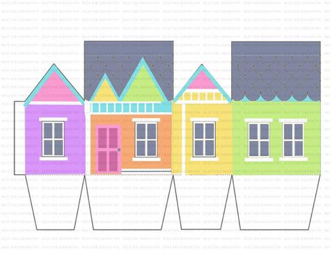 Up House Pixar, Up Movie House, Disney Up House, 3d Paper Houses, Pixar Party, Paper House Template, Printable House, Up Pixar, Up The Movie