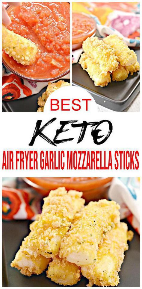 Low Carb Cheese Sticks, Air Fryer Cheese Sticks, Keto Mozzarella Sticks, Air Fryer Recipes Keto, Mozzarella Stick, Mozzarella Sticks Recipe, Keto Air Fryer, Fried Cheese, Keto Appetizers