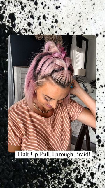 Pull Through Braids Short Hair, Half Up Hairstyles, Half Up Half Down Short Hair, Short Hair Updo Tutorial, Short Hair Back, Competition Hair, Short Hairstyles Fine, Pull Through Braid, Hairstyles For Layered Hair