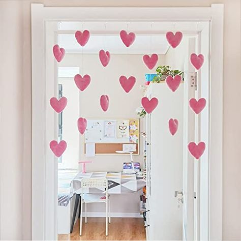 Amazon.com: Curshimer Fluffy Heart Garland Kawaii Pink Door Hanging Decor Plush Cute Princess Doorway Curtain (Sticky Hook) : Home & Kitchen Valentines Bricolage, Doorway Decor, Valentines Party Decor, Hippy Room, Doorway Curtain, Pink Door, Wedding Wall Decorations, Heart Garland, Cute Princess