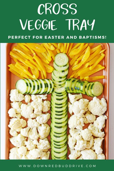 Cross Veggie Tray, Baptism Party Food, Easter Vegetables Tray, Baptism Food, Side Soup, Veggie Tray Ideas, Easter Vegetables, Bacon Wrapped Corn, Easy Corn Casserole Recipe