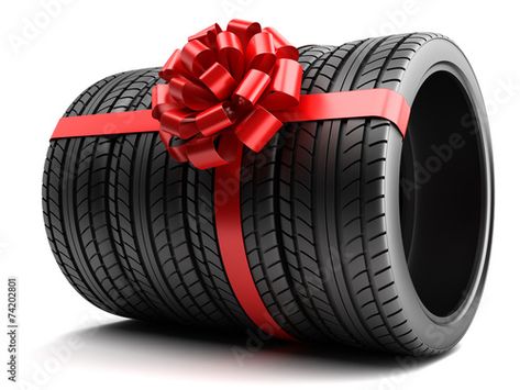 Stock Image: Gift set of tires wrapped ribbon and bow isolated Tires For Sale, Tyre Brands, Gift Ribbon, Simple Background Images, Tyre Shop, Special Deals, Half Price, Ribbon Bow, Automotive Industry