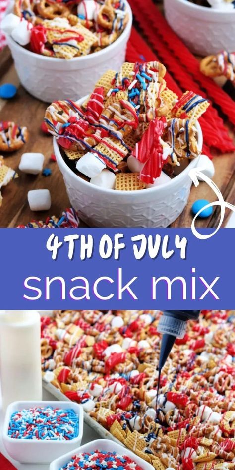 July 4th Snack Mix recipe From The Rockstar Mommy via @TheRockStarMommy Snack Mix Recipe, Chocolate Melts, Trail Mix Recipes, Family Fresh Meals, Snack Mix Recipes, Easy Summer Desserts, Crunchy Snack, Almond Bark, Unique Desserts