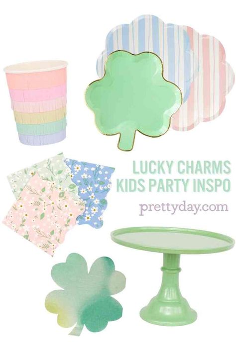 Lucky Charms Birthday Party & more! | Pretty Day Lucky Charms Birthday, Lucky Charms Party, March Birthday Party Ideas, Lucky One Party, Lucky Charm Birthday, Pattys Day Outfit, Leprechaun Tricks, St Pattys Day Outfit, St Patricks Day Decor