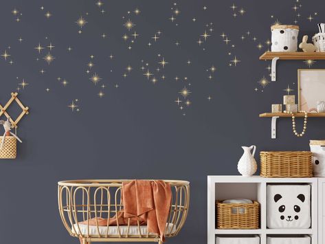 Sparkly Starburst Vinyl Wall Decals Star Decal Mid Century - Etsy Copper Bedroom Decor, Starry Sky Nursery, Home Decor Copper, Sky Nursery, Modern Wall Decals, Star Wall Decals, Copper Decor, Star Decals, Mid Century Modern Walls