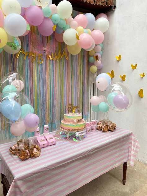 Rainbow Pastel Birthday Party Ideas, Pastel Color Bday Theme, Pastel Color Theme Birthday Party, Pastel Colors Birthday Theme, Pastel Color Birthday Party Ideas, Pastel Birthday Decor, Diwali Decoration Lights, Magic Birthday Party, Fiesta Colors