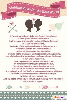 Traditional wedding vows are too formal and serious. This is why funny wedding… Vows To Husband, Wedding Vows That Make You Cry, Vow Examples, Best Wedding Vows, Wedding Vows Examples, Funny Wedding Vows, Traditional Wedding Vows, Wedding Ceremony Readings, Wedding Vows To Husband