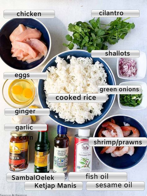 Easy Indonesian Fried Rice--Nasi Goreng. A quick and healthy meal. Add shrimp, chicken or both. Ready in less than 30 minutes! #nasigoreng #indonesian #friedrice #shrimp #chicken #30minutemeal Indonesian Fried Rice, Nasi Goreng Recipe, Cilantro Chicken, Wok Cooking, 30 Minute Meals Easy, Dutch Recipes, Indonesian Food, Food Culture, How To Cook Eggs