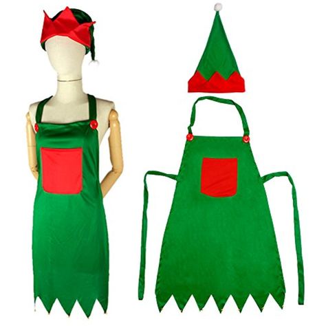 Christmas Gift Kitchen Apron Adjustable Server Apron with Pockets (Pack of 2, Green Elf) * Continue to the product at the image link. (This is an affiliate link) #KitchenDining Elf Apron, Xmas Dinner Party, Green Elf, Branded Aprons, Kitchen Christmas Gifts, Party Cooking, Xmas Dinner, Elf Shoes, Table Party