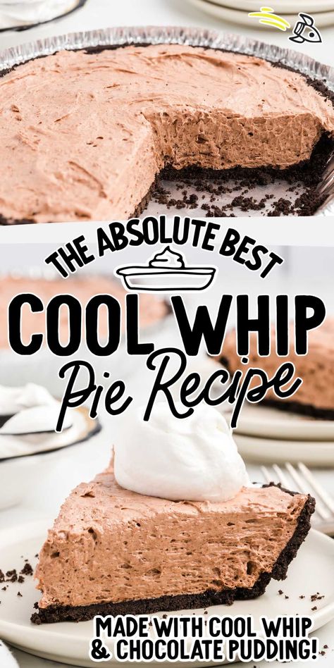 Pudding Cool Whip Pie, Pudding And Cream Cheese, Cool Whip Pudding, Cool Whip Pie, Cool Whip Pies, Chocolate Pie Crust, Dessert Pies, Cool Whip Desserts, Baking Recipes Pie