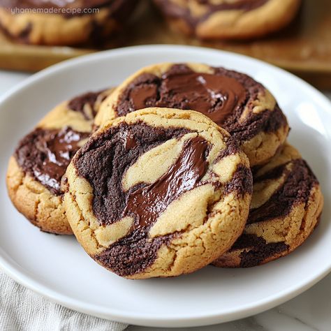 Peanut Butter Brownie Swirl Cookies – A Perfect Blend of Peanut Butter and Chocolate - My Home Made Recipe Peanutbutter Brownie Swirl Cookies, Peanut Butter And Chocolate Swirl Cookies, Chocolate Cookies With Peanut Butter Chips, Peanut Butter Swirl Brownie Cookies, Reeses Stuffed Peanut Butter Cookies, Chocolate Peanut Butter Swirl Cookies, Brownie Peanut Butter Cookies, Best Peanut Butter Desserts, Peanut Butter Brownie Swirl Cookies