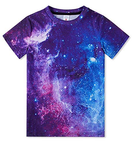 TUONROAD Kids Boys Girls T-Shirts 3D Summer Casual Tops 6-14 Years TUONROAD Galaxy Costume, Makeover Party, Galaxy Outfit, Rock Tops, Galaxy Shirt, Neon Shirts, Rock Tees, Space Galaxy, Girls Graphic Tee