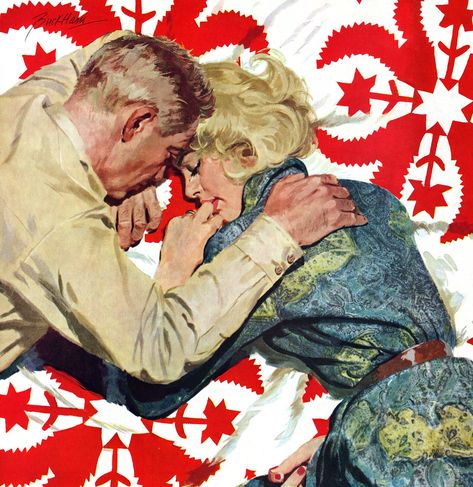 1957 illustration by Lynn Buckham American Illustration, Magazine Illustration, Vintage Romance, Commercial Art, Pulp Art, Love Illustration, Norman Rockwell, Art And Illustration, Couple Art