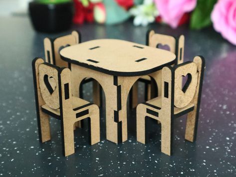 Laser Cut Files Free, Laser Cut Furniture, Glass Etching Patterns, Dollhouse Dining Room, Halloween Birthday Cakes, Owl Wall Decor, Kids Shelves, Laser Cut Plywood, Wooden Armchair