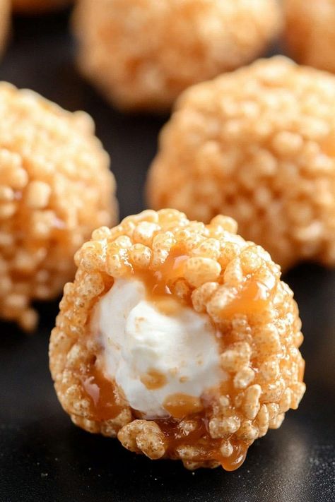 Caramel Marshmallow Rice Krispie Balls Recipe: A Sweet and Chewy Treat Carmel Rice Krispie Marshmallow, Marshmallow Caramel Rice Krispies, Caramel Marshmallow Rice Krispie Balls, Recipes With Rice Krispies, Butterscotch Rice Krispie Treats, Rice Crispy Balls, Rice Krispie Balls Recipe, Rice Krispie Balls, Rice Krispies Recipe