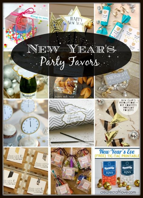 A collection of the CUTEST New Year's Party Favors in blogland!  via createcraftlove.com Diy New Years Party, Recipes For Busy Moms, New Years Eve Day, New Year's Party, Paper Christmas Decorations, New Year's Eve Recipes, New Year's Eve Celebrations, Nye Party, New Year's Crafts