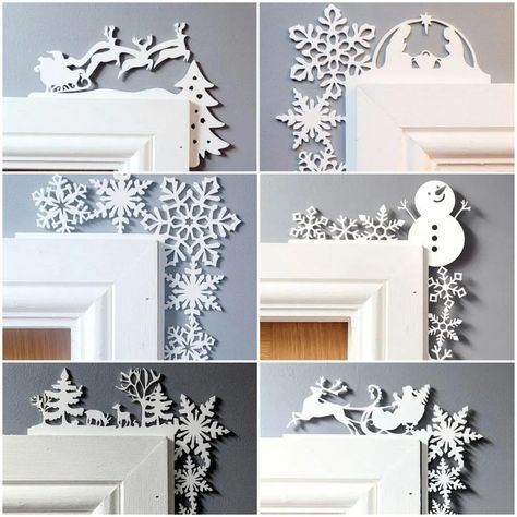 PRICES MAY VARY. 🎄 Festive Flair: Elevate your holiday decorations with our 2024 New Metal Christmas Door Toppers Decor. These charming toppers are designed to adorn the corners of door frames, creating an instantly festive look that captures the spirit of the season. 🎅 Versatile Placement: Not just for doorways, these top door frame corner signs can also be placed on windows, walls, or anywhere that could use a touch of Christmas cheer. Their versatile design allows you to spread holiday joy Christmas Decor Above Kitchen Cabinets, Over Door Decor, Christmas Wall Signs, Door Toppers, Diy Craft Christmas, Dorm Door Decorations, Sign Decorations, Doorway Decor, Diy Crafts Christmas