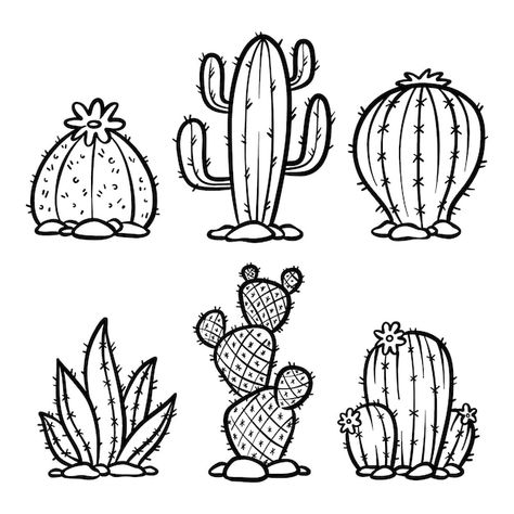 Cactus Outline Drawing, Minimalist Cactus Drawing, Cactus Line Drawing, Cactus Sillouhette, Cactus Outline, Outline Illustration, Kids Class, Vector Hand, Art Tattoos