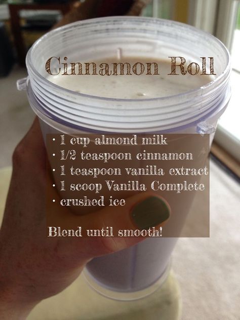 Cinnamon Roll Shake #JuicePlus Nutri Ninja Recipes, 310 Shake Recipes, Juice Plus Shakes, Iifym Recipes, Coffee Protein Shake, Lo Carb Recipes, Protein Shake Smoothie, Nutribullet Recipes, Protein Smoothies