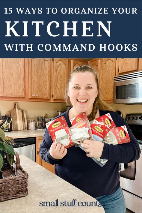 Under Kitchen Cabinet Hooks, Command Hook Organization, Command Hooks Ideas Organizing, Command Strip Shelves The Wall, Command Hooks Ideas, Command Strip Hacks, Diy Kitchen Utensil Holder Hanging, Command Hooks Hacks, Command Strip Shelf