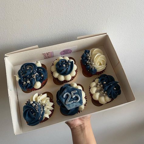 25th Birthday Cupcakes For Him, Navy Cupcakes, 30th Birthday Cupcakes, Navy Cakes, Budget List, Navy Birthday, Bento Cakes, Treat Table, Sprinkle Cupcakes