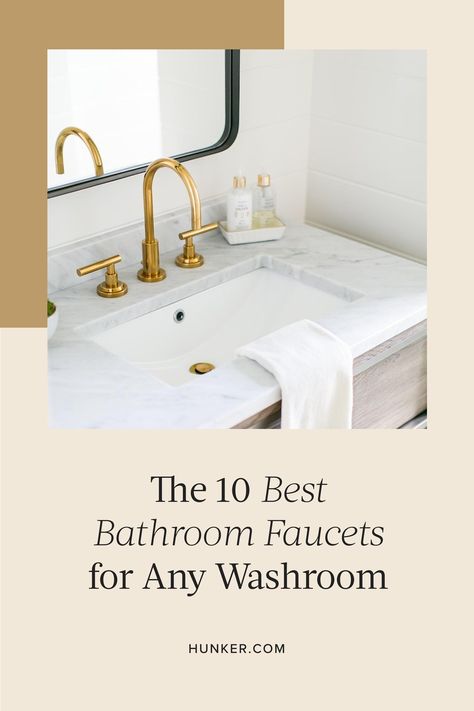 Swapping out your bathroom faucet is an easy way to improve the look and feel of your bathroom, and it will likely give your home a little bump in value as well. Here are the best bathroom faucets. #hunkerhome #bathroom #bathroomfaucet #bathroomfaucetideas Farmhouse Faucet Bathroom, Polished Nickel Bathroom Faucet, Chrome Bathroom Fixtures, Black Bathroom Fixtures, Best Bathroom Faucets, Farmhouse Faucet, Moen Bathroom Faucets, Polished Nickel Bathroom, Black Faucet Bathroom