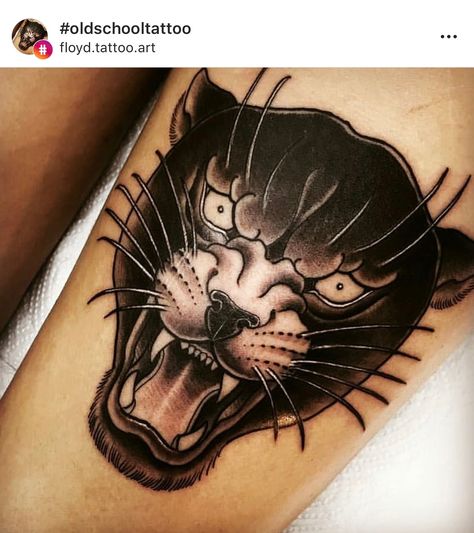 Panther Tattoos, Traditional Panther Tattoo, Black Panther Tattoo, Tato Tradisional, Panther Tattoo, Insect Tattoo, Traditional Tattoo Sleeve, Old School Tattoo Designs, Knee Tattoo