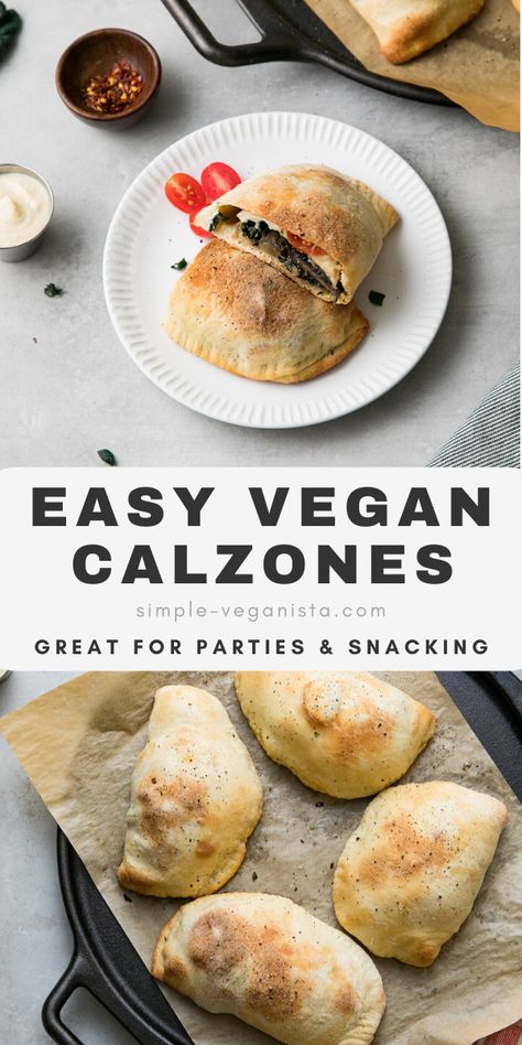 Vegan Calzone, Simple Veganista, New Recipes For Dinner, Cake Recipes Easy Homemade, Dinner Recipes Crockpot, Idee Pasto Sano, Carne Asada, Easy Food, Alfredo Sauce