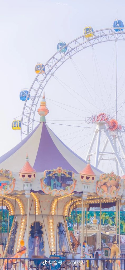 Theme Parks Rides, Picture Boards, Soft Wallpaper, Bright Pastels, Merry Go Round, Black Wallpaper Iphone, Pretty Wallpapers Backgrounds, Retro Futurism, Amusement Park