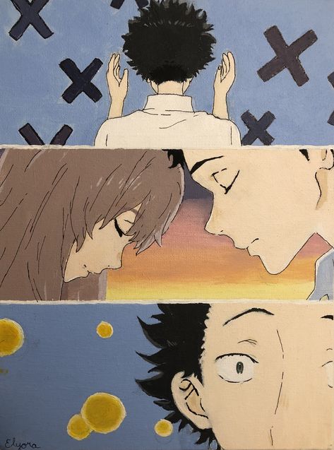 The Silent Voice Painting, Silent Voice Painting, Anime Canvas Painting, Room Paintings, Start Drawing, Animation Ideas, Canvas Drawing, Canvas Painting Diy, A Silent Voice