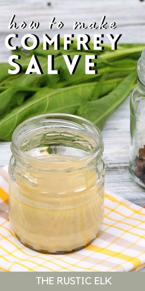 Have bumps or scrapes? Try making this amazing comfrey salve to help with pain and inflammation. Super easy to make, and perfect for people just beginning their herbalism journey comfrey has many benefits and this salve is sure to help ease some of your issues. Comfrey Salve Recipe, Balms And Salves, Comfrey Salve, Medicine Recipes, Natural Medicine Cabinet, Herbal Medicine Recipes, Salve Recipes, Medicinal Herbs Garden, Herbal Salves