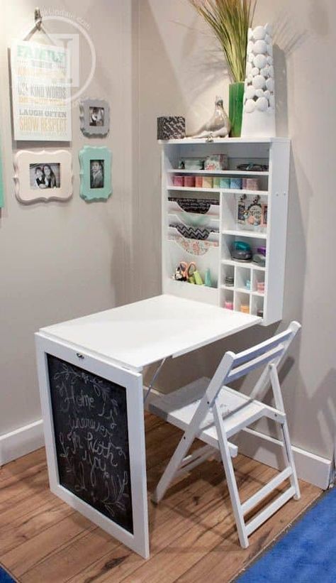 Small Office Design Ideas - 10 Ways to Make an Office Efficient - Joyful Derivatives Kids Homework Station, Crafting Table, Folding Walls, Folding Furniture, Memory Keepers, Craft Room Organization, Space Saving Furniture, Craft Table, Diy Pallet