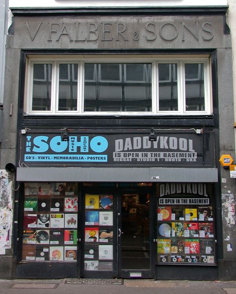 Daddy Kool, The Soho Music Company, V Falber & Sons Industrial Facade, Gramophone Record, Vinyl Record Shop, Vinyl Record Store, Shop Facade, Storefront Signs, Soho London, Music Shop, Record Shop