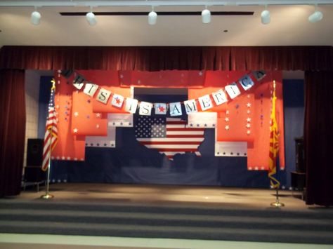 Patriotic Stage Decoration Ideas For School, Music Class Ideas, Stage Decoration Ideas, Labor Day Crafts, Show Ideas, Veterans Day Activities, Weekend Images, Elementary Music Class, Labor Day Holiday