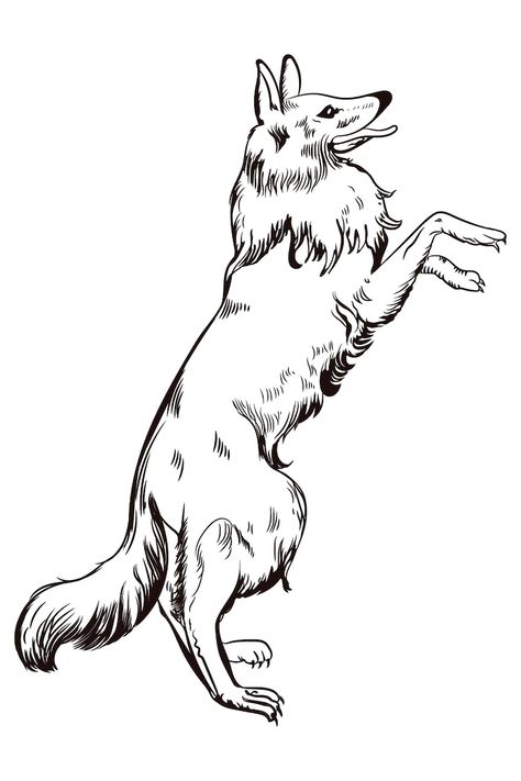 Dog On Hind Legs Drawing, Dog Standing, Dog Leg, Person Drawing, German Shepherd Dog, Sketches Easy, German Shepherd Dogs, Shepherd Dog, Leg Tattoos