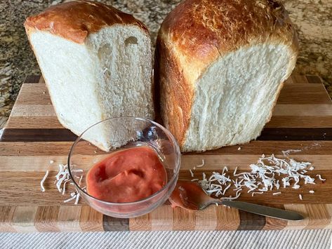 SOURDOUGH COCONUT MILK BREAD Sourdough Coconut Bread, Yudane Method, Coconut Milk Bread, Tangzhong Method, Swirl Bread, Cream Fresh, Coconut Bread, Making Bread, Coconut Ice