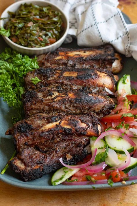 Nyama Choma is a delicious grilled meat dish that is the national dish of Kenya. It is perfectly seasoned, tender, and great for a crowd! Nyama Choma Recipe, Nyama Choma Kenya, Nyama Choma, Kenya Food, Kenyan Food, Meat Dish, African Cooking, African Recipes, National Dish