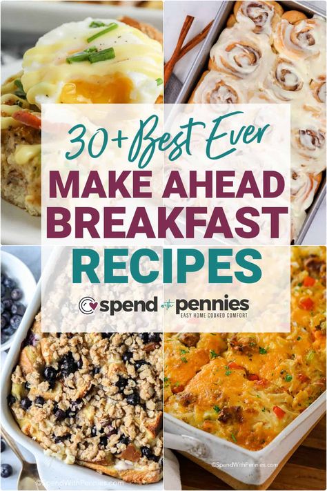 30 Incredible Make Ahead Breakfast Recipes perfect for any occasion! Wife Saver Breakfast, Wife Saver, Make Ahead Breakfast Recipes, Burritos Freezer, Cinnabon Recipe, Freezer Breakfast Burritos, Make Ahead Brunch, Spend With Pennies, At The Mall